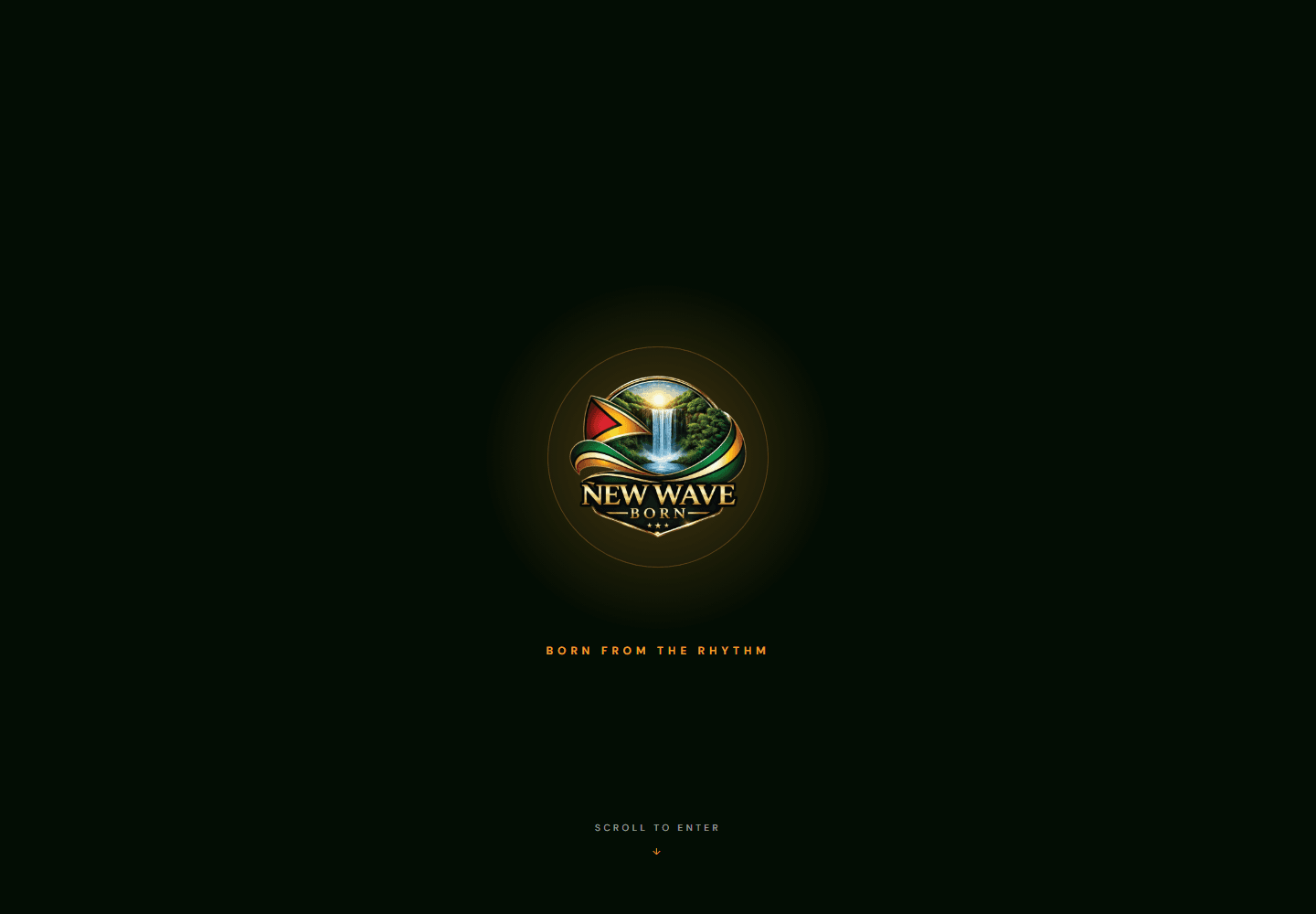 New Wave Born homepage showing the brand mark and Born from the rhythm message.